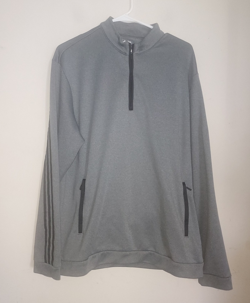 Adidas Golf Men's Shirt Medium Long Sleeve 1/4 Zip Climalite Athletic Gray